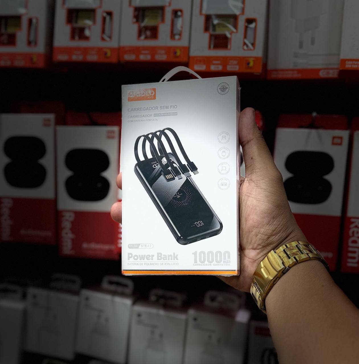 Powerbank a'Gold Pro BTE-17 10000mAh com Cabos Integrados