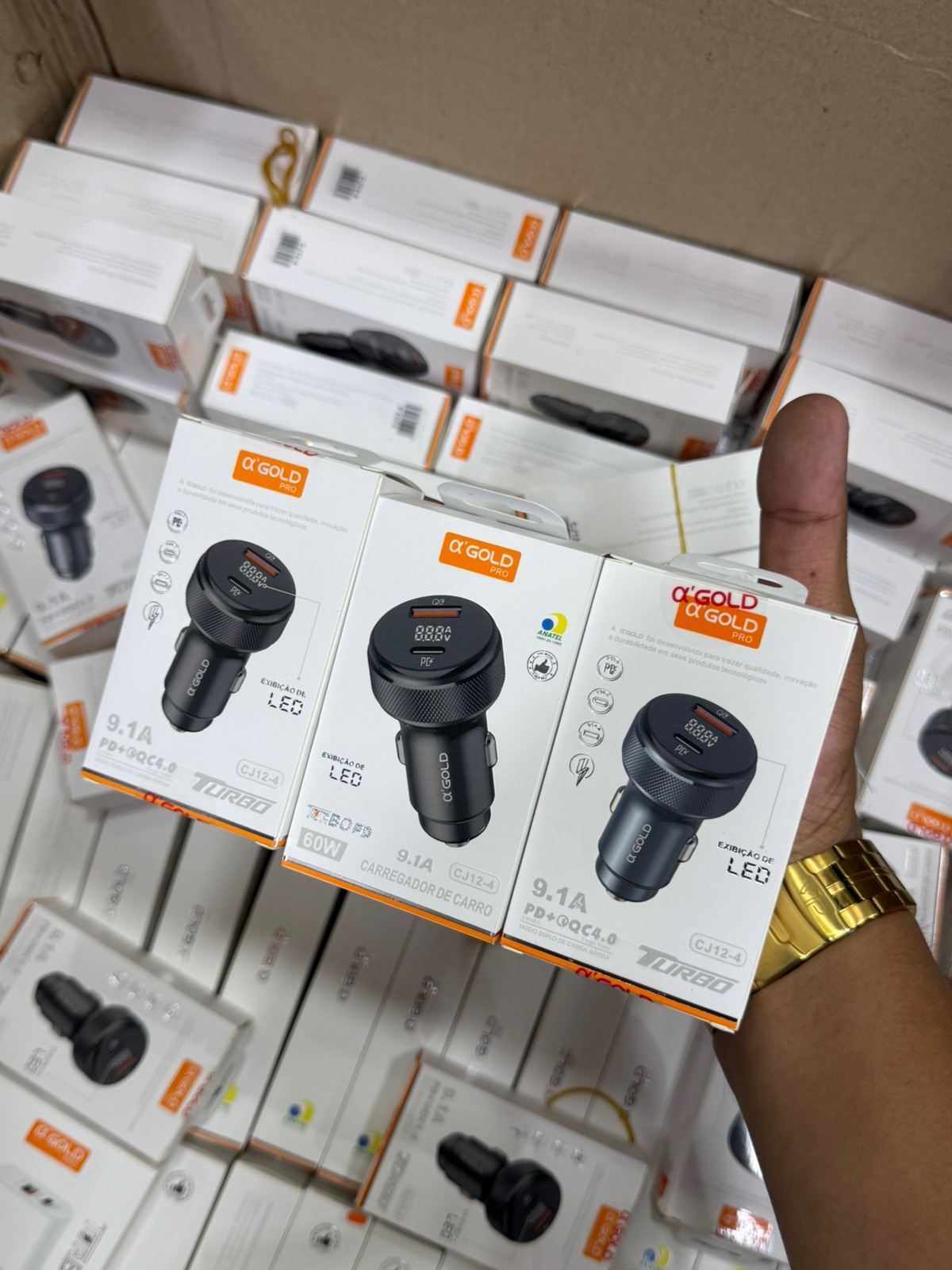 Carregador Veicular a'Gold Pro CJ12-4 60W Turbo
