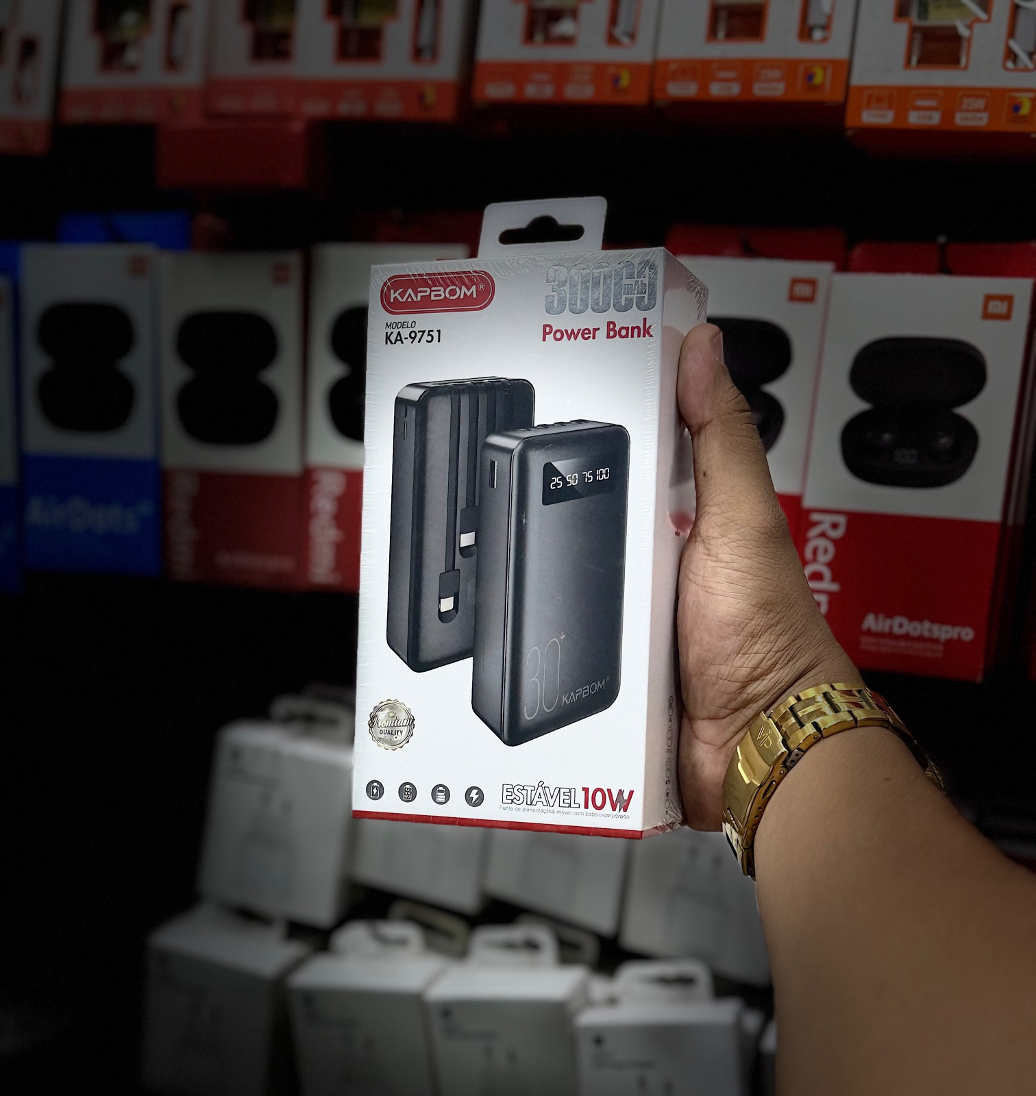 Powerbank Kapbom KA-9751 30.000mAh com Cabo Integrado